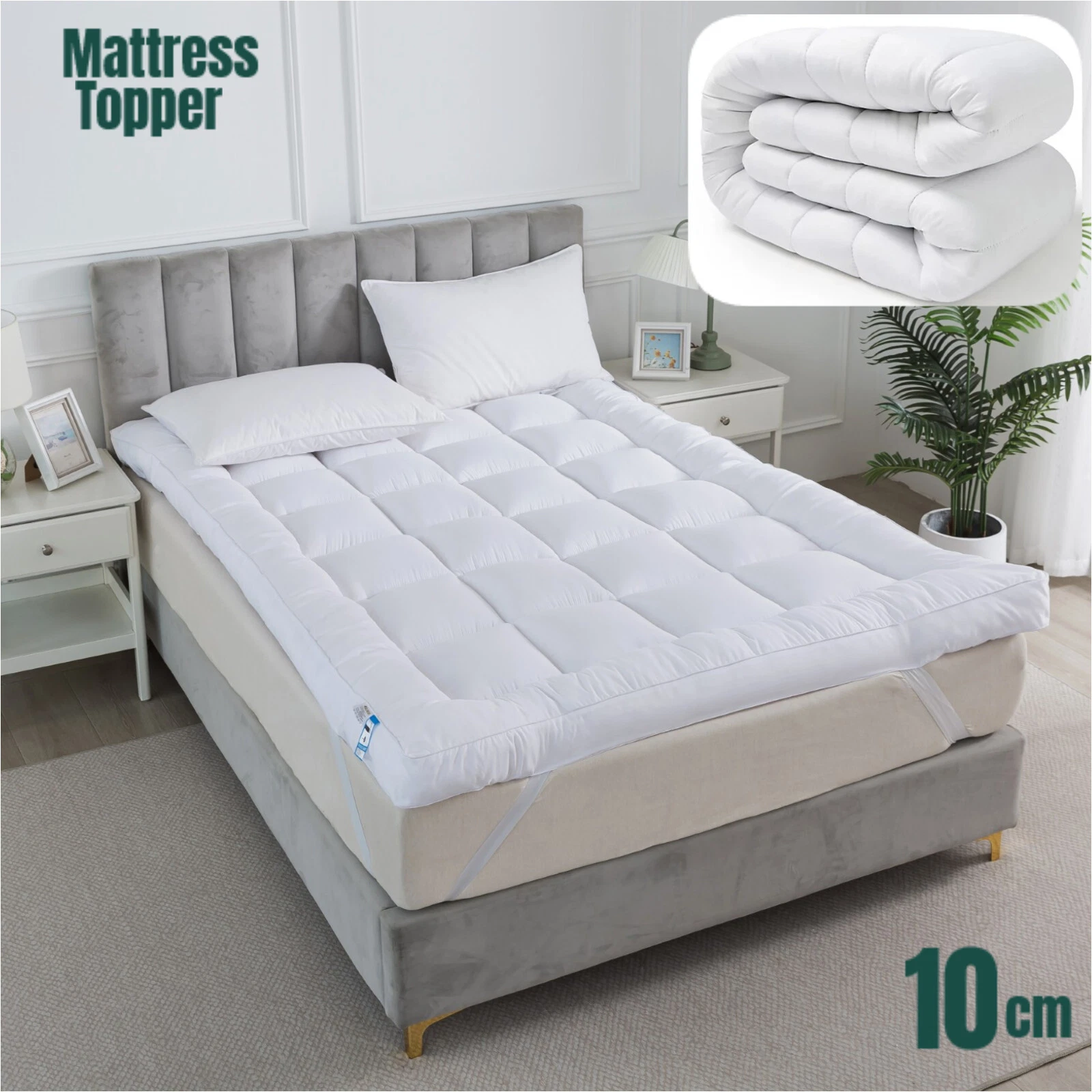 10cm/4''Deep Microfibre Mattress Topper/Protector 